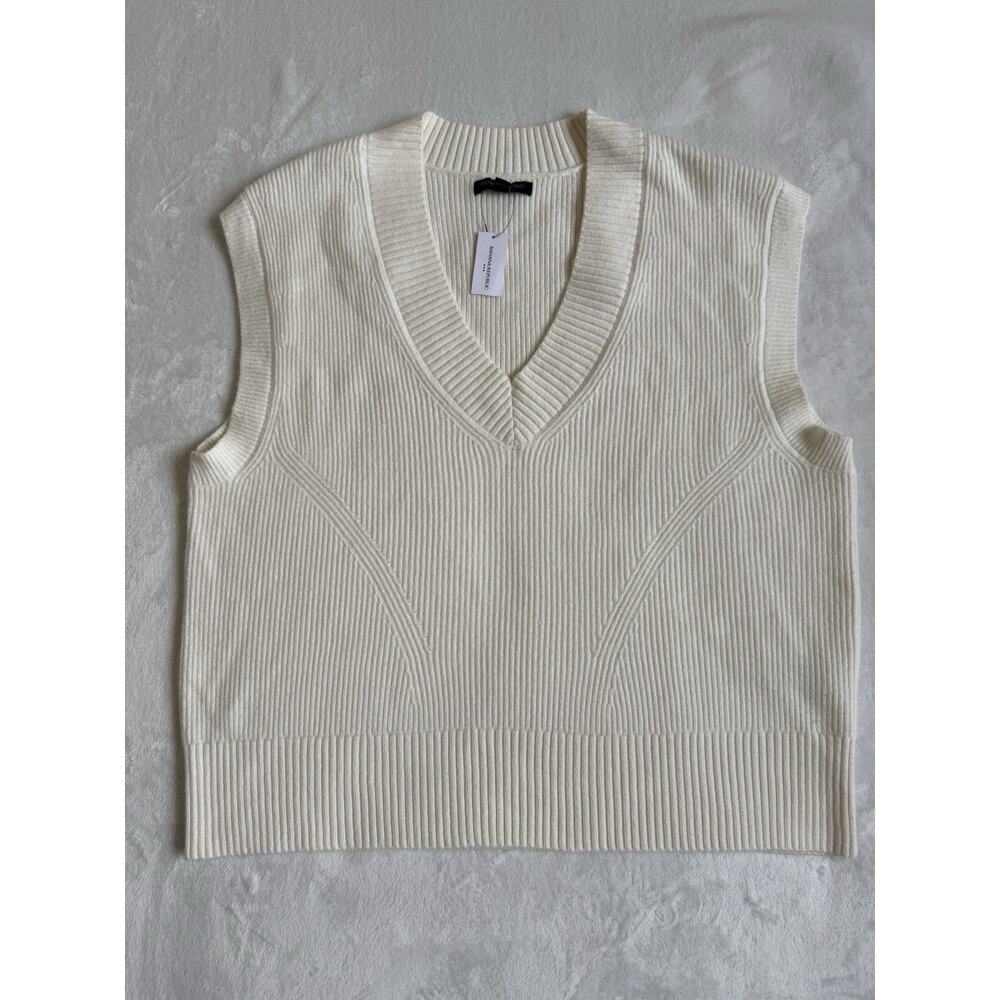 Banana Republic Sweater Vest Womens Fisherman Rib Beige Size M/L NWT